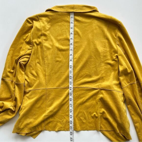 Bagatelle Faux Suede Jacket Open Drape Front Moto Blazer Mustard Yellow Large - Picture 8 of 11